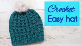 how to crochet a waffle stitch beanie hat😇 beginner friendly beanie tutorial [upl. by Adnimra584]