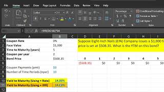 Zero Coupon Bonds Pricing and Yield to Maturity Using Excel [upl. by Falkner]