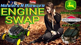 FREE JOHN DEERE JS63 SELF PROPELLED PUSH LAWN MOWER BRIGGS EDGE ENGINE SWAP PRIME AUTO CHOKE PROJECT [upl. by Mohamed177]