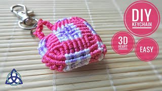 How to Make 3D Macrame Heart Keychain Tutorial  Gift for Valentines Day [upl. by Ayhdiv600]