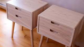 Making bedside tables  Nightstand  Woodworking  In feel  Furniture making [upl. by Ainnos]