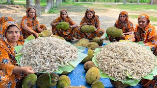 Prawn amp Jackfruit Recipe  Different Types Village Food  Raw Jackfruits Shrimp Curry Cooking [upl. by Aurthur458]