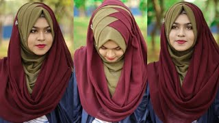 Criss Cross Hijab style with chiffonJorjet HijabFull Coverage [upl. by Nalid]