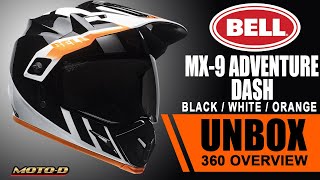 Bell MX9 Adventure Motorcycle Helmet w MIPS Dash Black White Orange  Overview  MOTOD Racing [upl. by Eleirbag886]