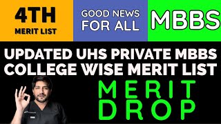 Updated UHS private MBBS COLLEGE WISE MERIT LIST 2024  FOURTH LIST EXPECTED MERIT [upl. by Auhsohey477]