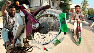 BOTTLE TYRE ON DREAM BIKE 😱 PUNCTURE SOLUTION  IT WORKS  SYED FAHAD MUNNA SHAPATER [upl. by Viki354]