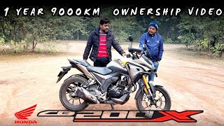 HONDA CB 200X OWNERSHIP VIDEO  1 YEAR 9000 KM  PROS amp CONS  MILEAGE amp SERVICE  CB 200X TOURING [upl. by Axe677]