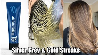 Hair colour at home  Cap striking hair colour  Tranding  silver Grey Hair  gold highlights [upl. by Assilat]