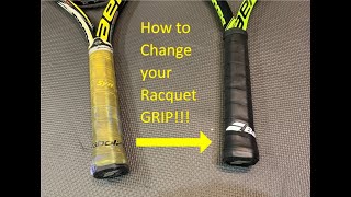 How to Regrip and Change your Tennis Racquet Replacement Grip [upl. by Bozovich806]