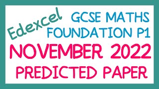 EDEXCEL GCSE Maths November 2022 Predicted Foundation Paper 1 [upl. by Enala]