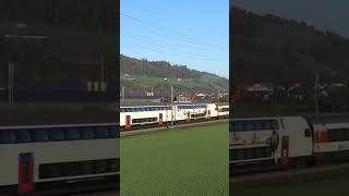 Swiss Railway SBB CFF FFS Re460 Sandwich on InterRegio Train Bern  Spiez 🇨🇭railway train [upl. by Matias]