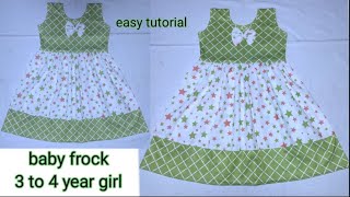 Baby frock cutting and stitching 3 to 4 year girl [upl. by Nwahsram]