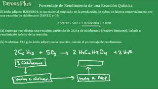 Porcentaje de rendimiento de una reación química [upl. by Avehsile]