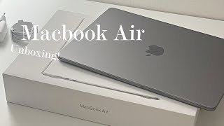 맥북에어 M2 15인치  스페이스그레이  나의 첫 맥북 unboxing💻 내가 스그를 산 이유✨🍎 [upl. by Fesoy492]