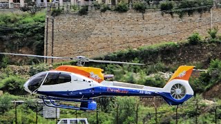 Drukair Airbus H130 Helicopter taking off from Paro Airport  A5BHS [upl. by Rehotsirhc]