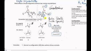 Vidéo 64 Chimie organique Stéréochimie  Configurations R et S [upl. by Refiffej]