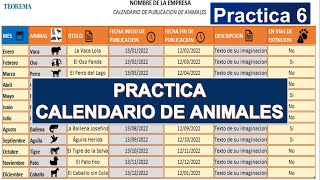 PRACTICA DEL CALENDARIO DE PUBLICACION DE ANIMALES EXCEL [upl. by Hume853]