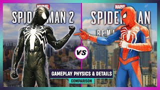 SpiderMan 2 vs SpiderMan Remastered  Gameplay Physics and Details Comparison [upl. by Anaerdna]