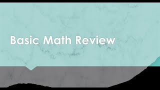 Math Review [upl. by Chud]