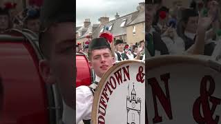 Massed Pipes amp Drums playing Farewell to the Creeks after 2022 Dufftown Highland Games shorts [upl. by Hau326]