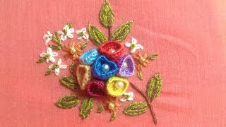 19HAND EMBROIDERY  3D Flowers embroidery  stumpwork embroidery  Cup flowers embroidery [upl. by Waligore470]