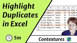 Highlight Duplicate Rows with Excel Conditional Formatting [upl. by Ianteen]