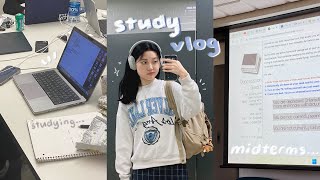 study vlog ☁️ midterms season late nights at library cramming for exams uni life 📑 [upl. by Atihcnoc]