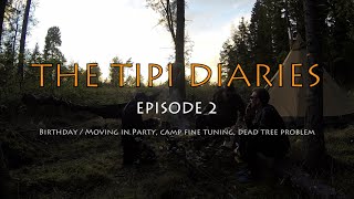 BUSHCRAFT BASE CAMP PARTY  CAMPFIRE COOKING  AXE WORK  FELLING TREE  THE TIPI DIARIES Ep02 [upl. by Ttesil621]