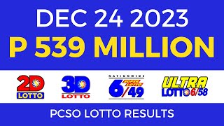 Lotto Result December 24 2023 9pm PCSO [upl. by Tterrej61]