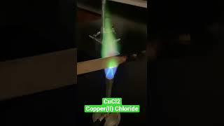 Flame Test Copper ll Chloride CuCl2 🔥 [upl. by Etom]