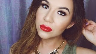 Full Lashes amp Red Lip Makeup Tutorial  KatEyedTv [upl. by Rosalyn]