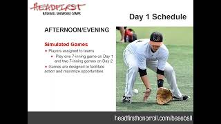 Headfirst Baseball Showcases West Sessions 1amp2 Pre Camp Webinar [upl. by Anaet]