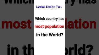 Which Country has most population in the World  General Knowledge Question Answer quiz gk tiktok [upl. by Burnham]