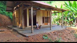 finished log house wooden windows and doors  cabin in the woods living off the grid [upl. by Nerrad]