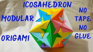 Origami Modular  IcosaHedron Kusudama  30 Units TriFold Triangular Sides  No Glue No Tape [upl. by Godart207]