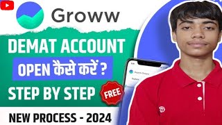 How to Open Demat Account in Groww  Groww me Demat account kaise khole [upl. by Nairbal]