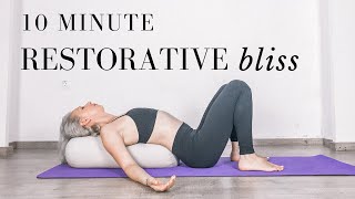 RESTORATIVE YOGA WITH BOLSTER  restorative yoga 10 minutes [upl. by Sucramal481]