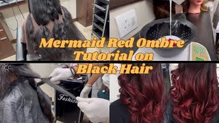 How to do ombre hair colorombre hair color करने का easy method loreal majirel majicontarst red [upl. by Hesky]