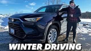 2024 Toyota Grand Highlander Winter Snow Driving Performance Review  Fully Stock [upl. by Salim]