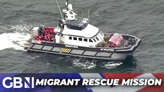 Migrant rescue mission underway as small boat carrying 50 beaches on Kent sandbank [upl. by Ehcnalb]