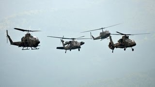 AH64D Apache Longbow  AH1S Cobra  OH1 Ninja  UH60JA Black Hawk  UH1J Huey  CH47JA Chinook [upl. by Camp]