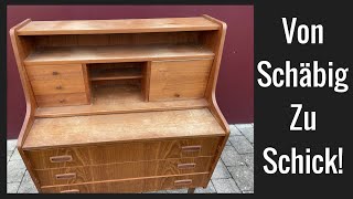 DIY Midcentury Teak Furnier Schreibtisch Restaurierung Furnier richtig aufarbeiten [upl. by Ain]