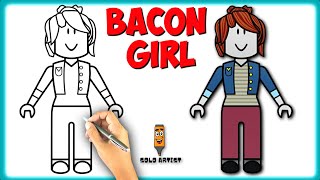 How to DRAW BACON GIRL  Roblox Drawing  Simple amp Easy [upl. by Hillegass]