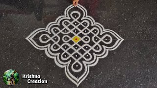 Easy sikku kolam Kambi kolam  Melikala muggulu  7x1 dot neli kolam  Beautiful Kambi kolam [upl. by Agna]