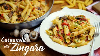 Pasta con Pimientos y Champiñones a la quotGitanaquot Garganelli alla Zíngara [upl. by Etnahsa]