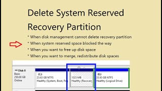 Delete System Reserved Recovery Partition Windows 11 10 8 7 [upl. by Damaris]