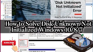 Hard Disk Unknown Not Initialised in Windows 10 Under Different Situations hdd harddiskrepair [upl. by Dorkas]