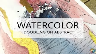 watercolor painting doodling on abstract [upl. by Sucul]