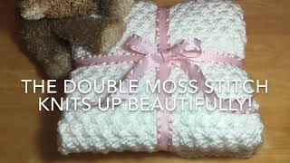 HOW TO KNIT  BEAUTIFUL MOSS STITCH BABY BLANKET  SUPER EASY FOR BEGINNERS [upl. by Ahsyek]