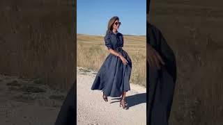 Vestido Azul Oscuro 👗con Accesorios Neutros 💡👸dress fashion style ootd [upl. by Ro]